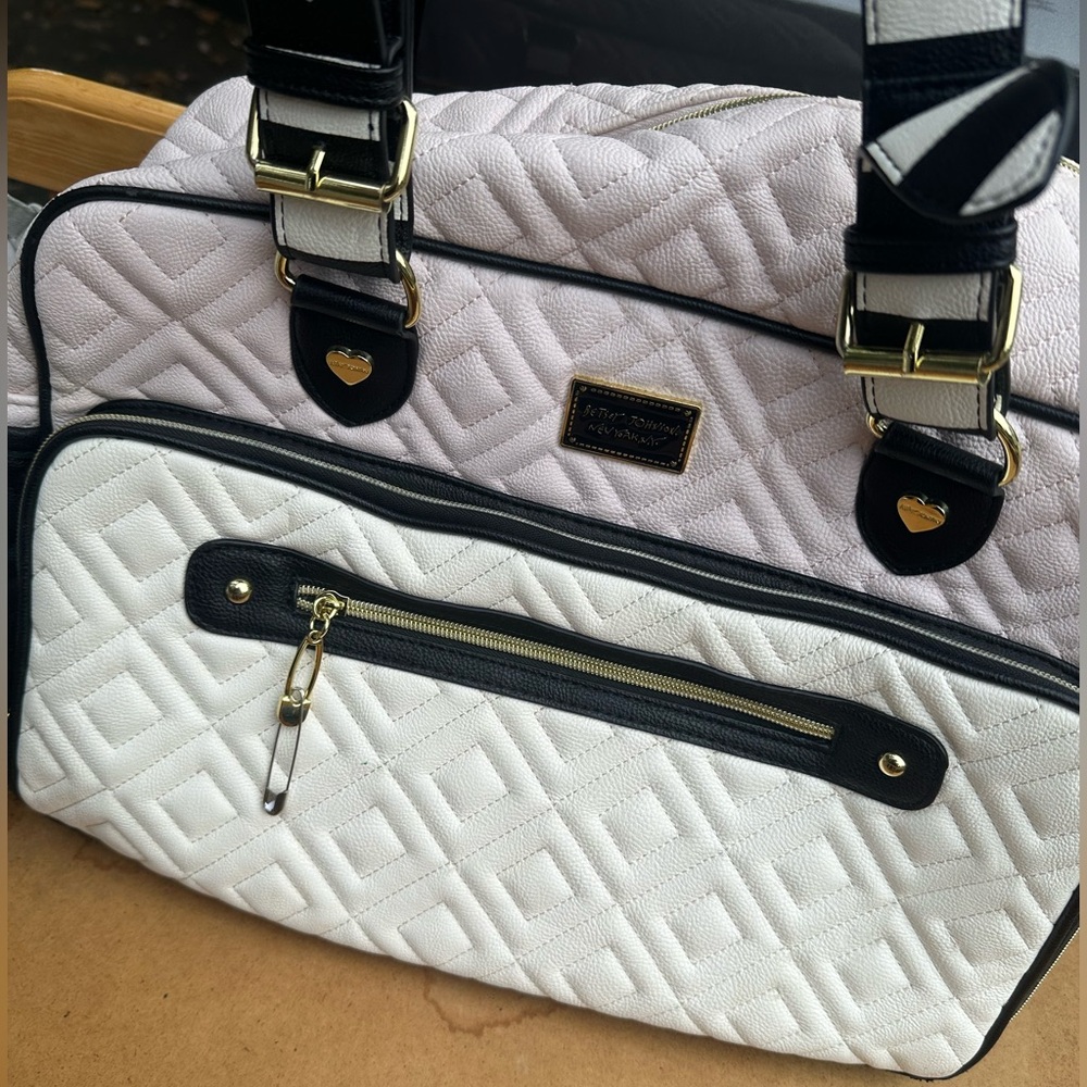 Betsey Johnson Quilted White and Black diaper bag